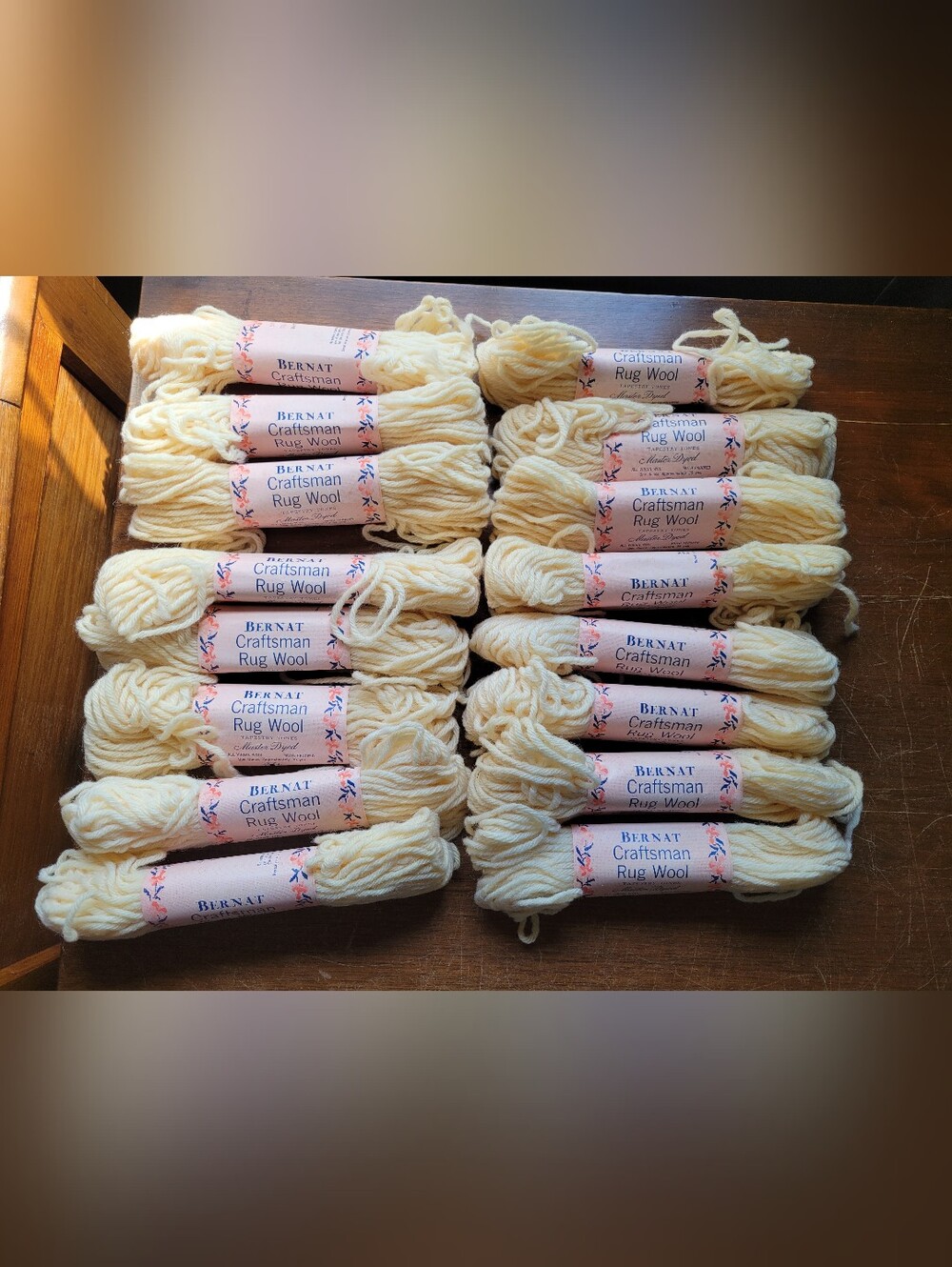 16 Vintage Bernat Craftsman Wool Rug Yarn Skeins White But Looks Cream